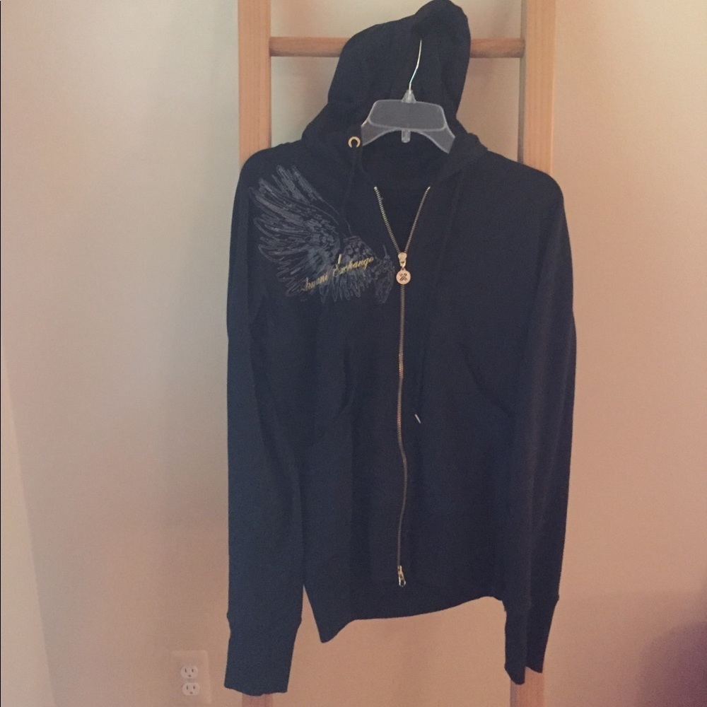 Armani Exchange zip up hooded sweatshirt